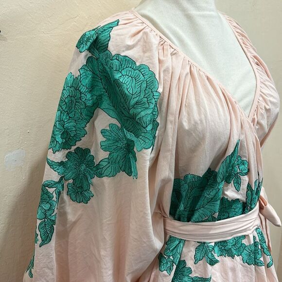 NEW!  ASOS EDITION Embroidered Wrap Mini Dress Tiered Hem ~ Candy Pink ~ 10 - Picture 5 of 10